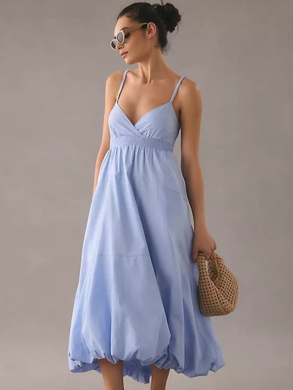 Anthropologie bubble hem blue midi dress